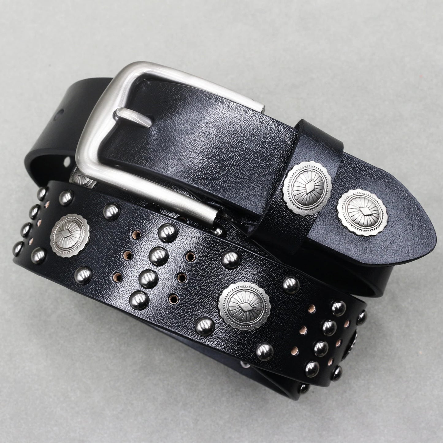 Metal Rivet Leather Belt