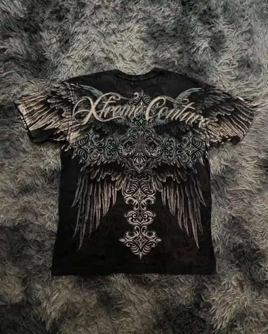 Gothic Skull Angel Wing T-shirt