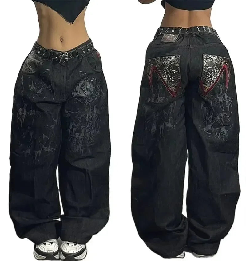 Embroidered Baggy Skater Jeans