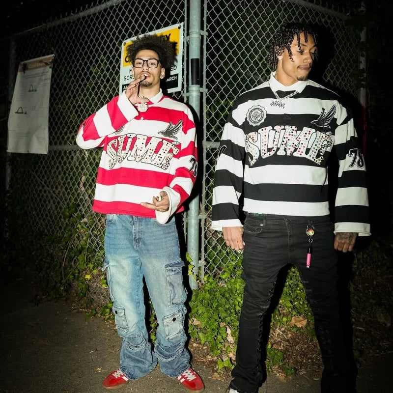 Long Sleeve Striped Polo Shirt