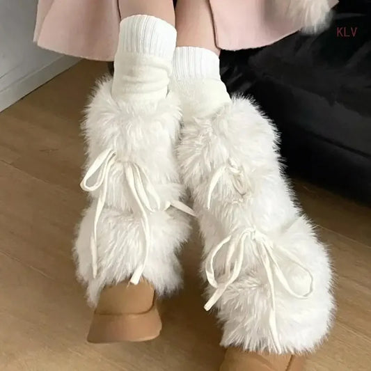 Winter Fuzzy Rabbit Fur Leg Warmers