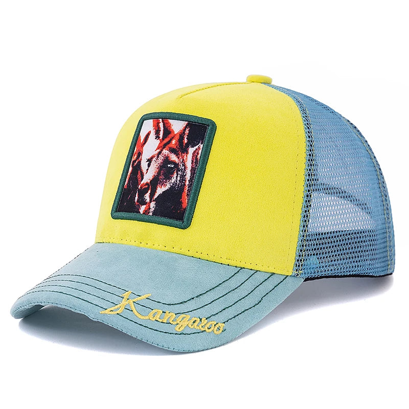 Unisex Mesh Cap Lion Patch Design Cap