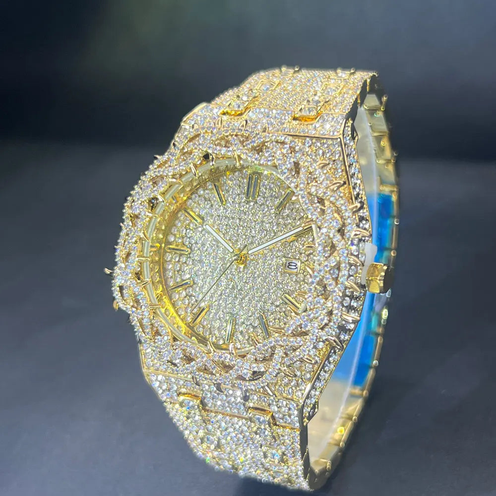 Gold and Silver Iced Out Jesus Thorns Watch