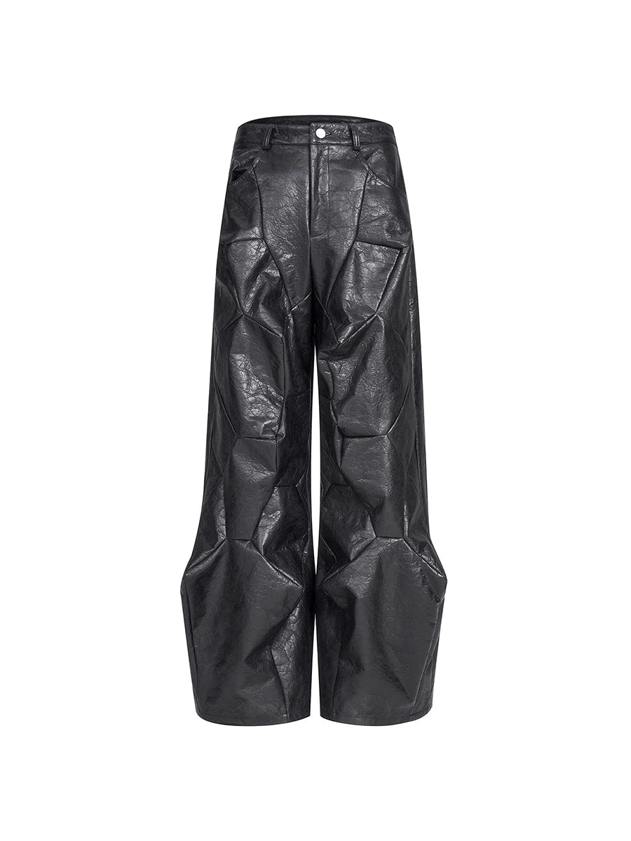 Gothic Design Flared Leather Pants
