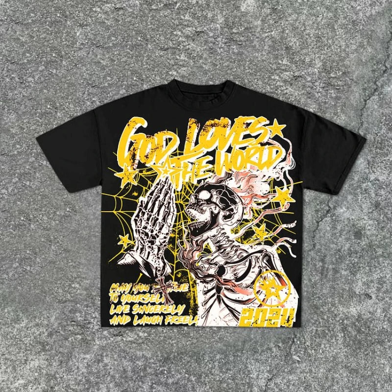God Loves The World Skeleton T-shirt