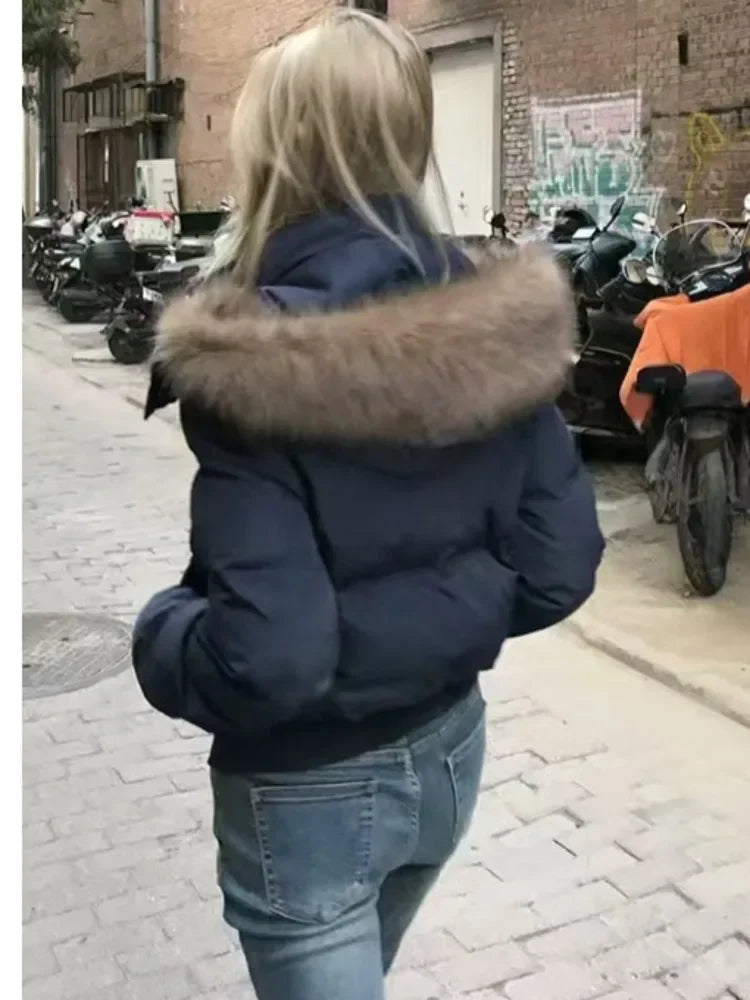 Faux Fur Puffer Bomber Coat