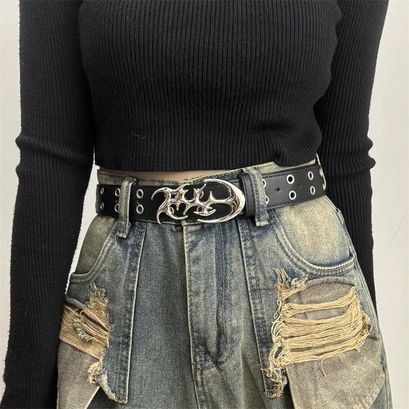 Gothic Buckle Leather Belt