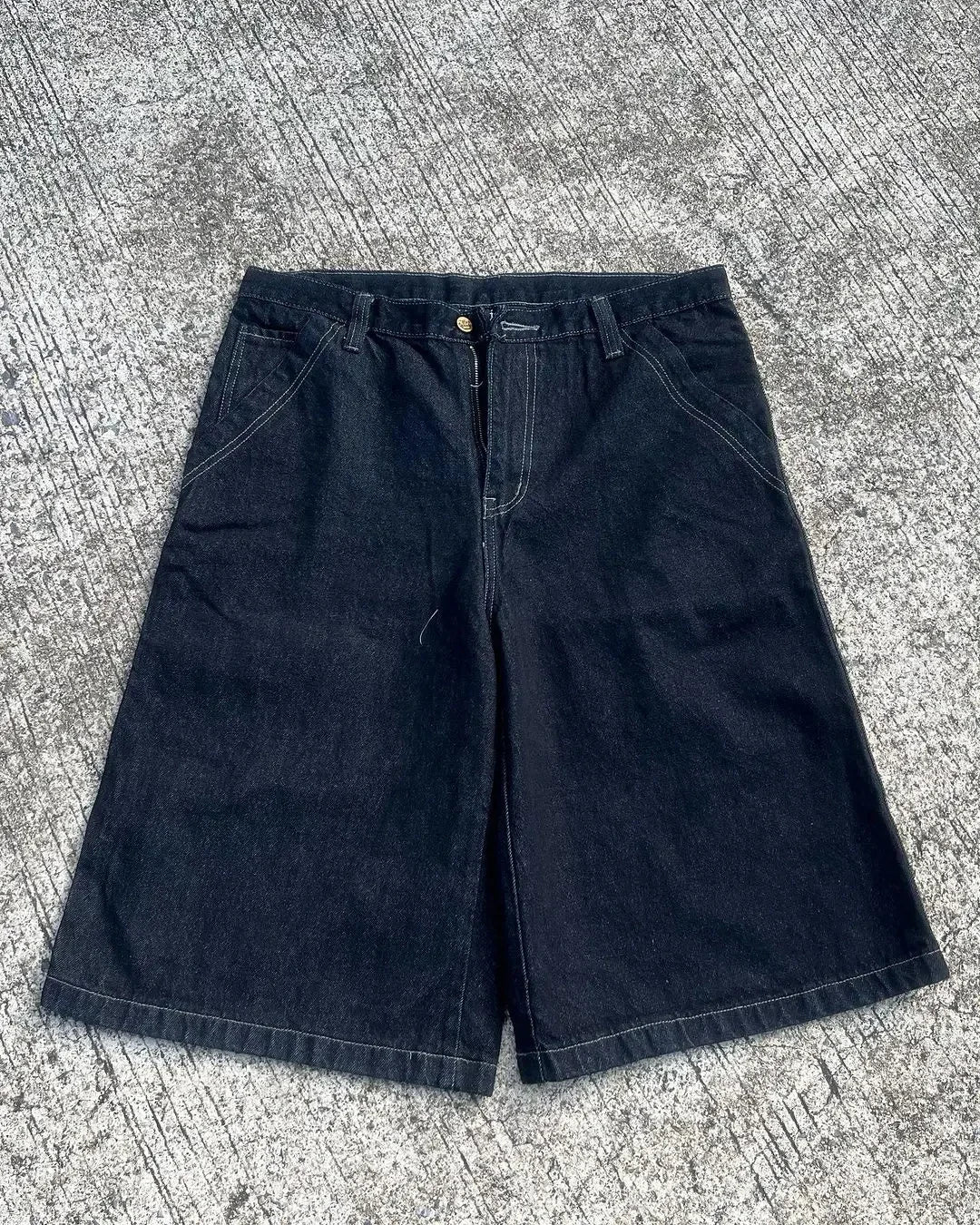 Gothic Embroidered Baggy Denim Shorts