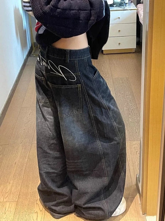 Vintage Gothic Wide Leg Baggy Jeans