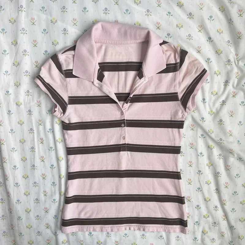 Striped Collar Polo T-shirt