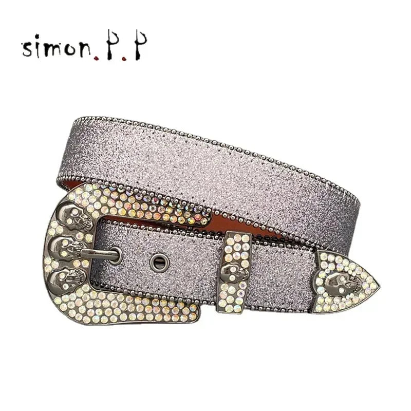 Punk Dark Western Rhinestones Belts