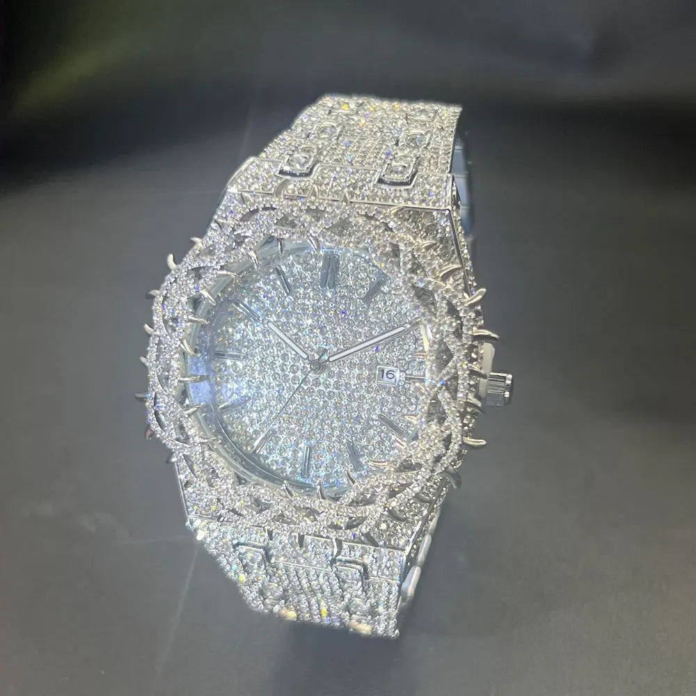 Jesus Thorns Studded Full Diamond Watch