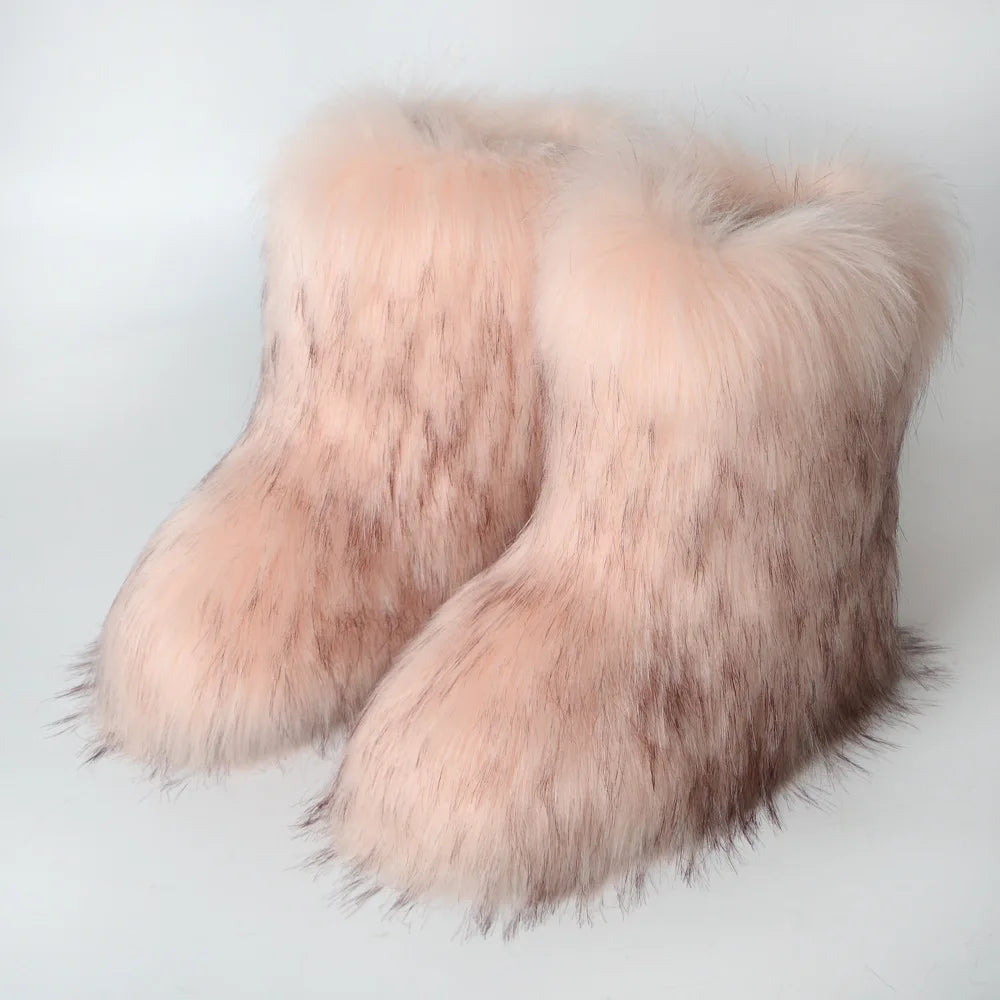 Furry Snow Fox Fur Boots