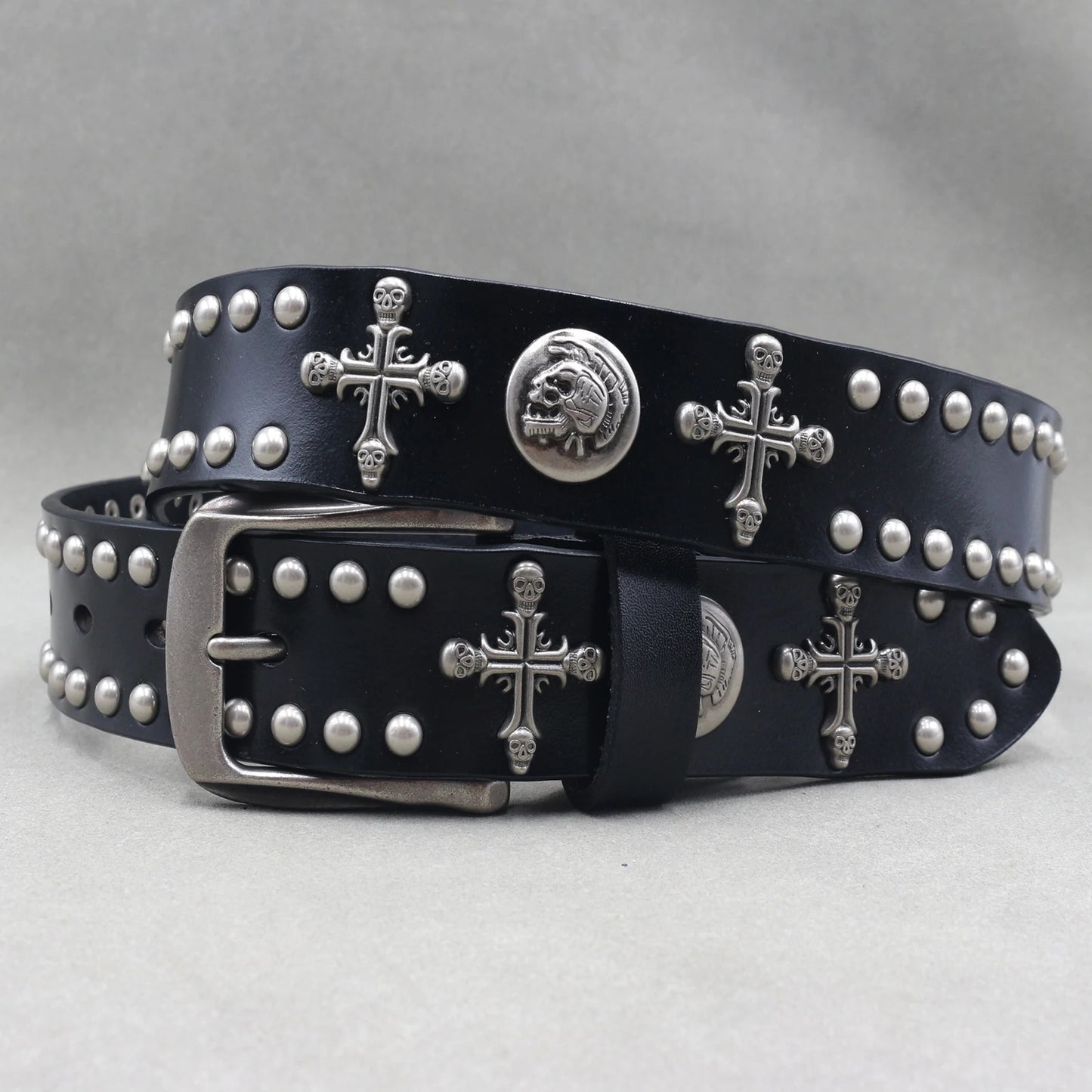 Metal Rivet Leather Belt