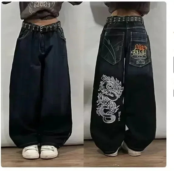 Embroidered Baggy Skater Jeans