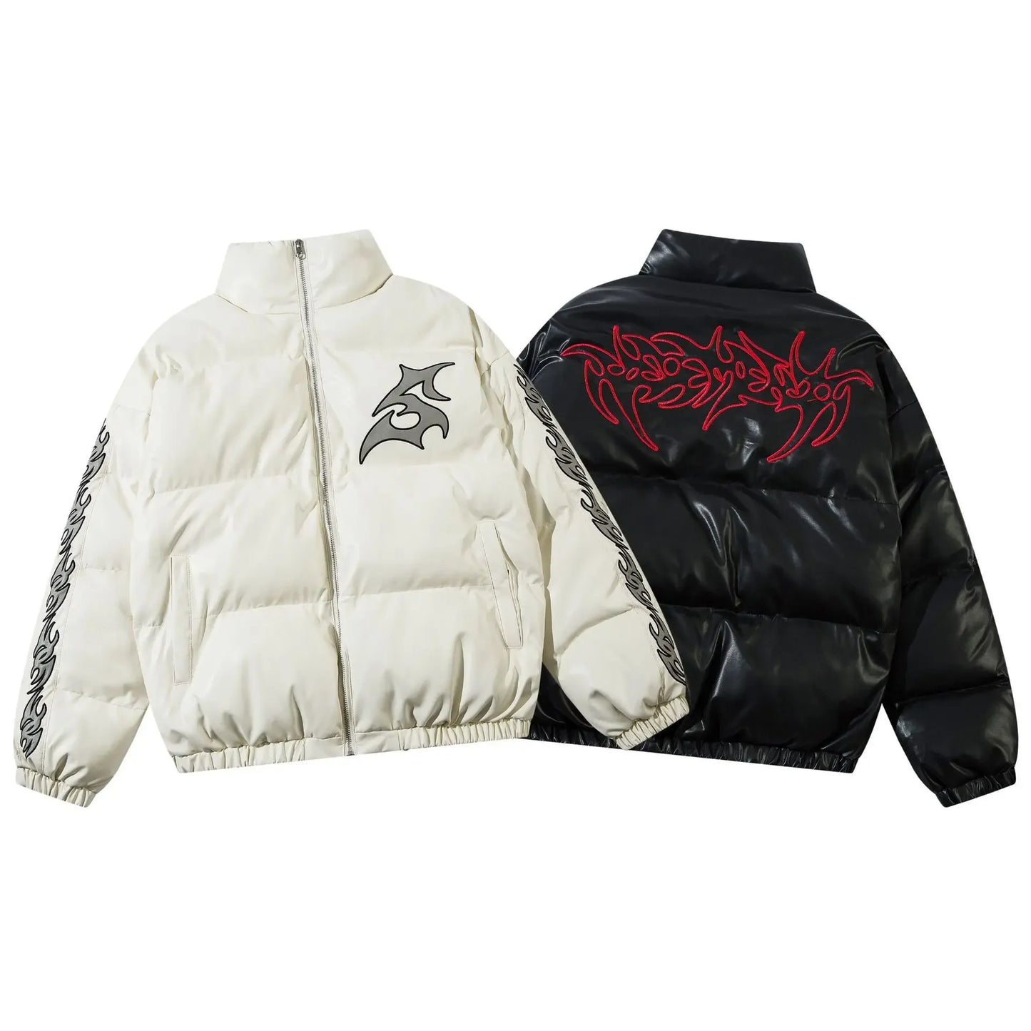 Embroidered Winter Leather Jacket