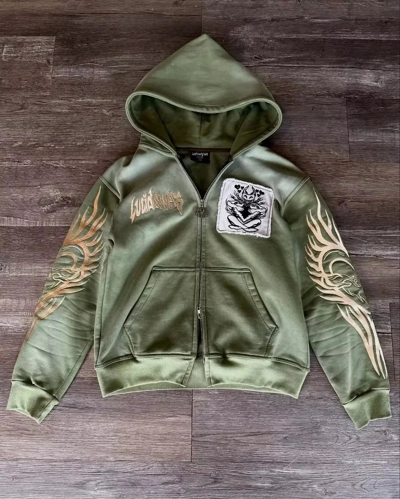 Leopard Print Faux Fur Lined Zip-up Y2k Hoodie