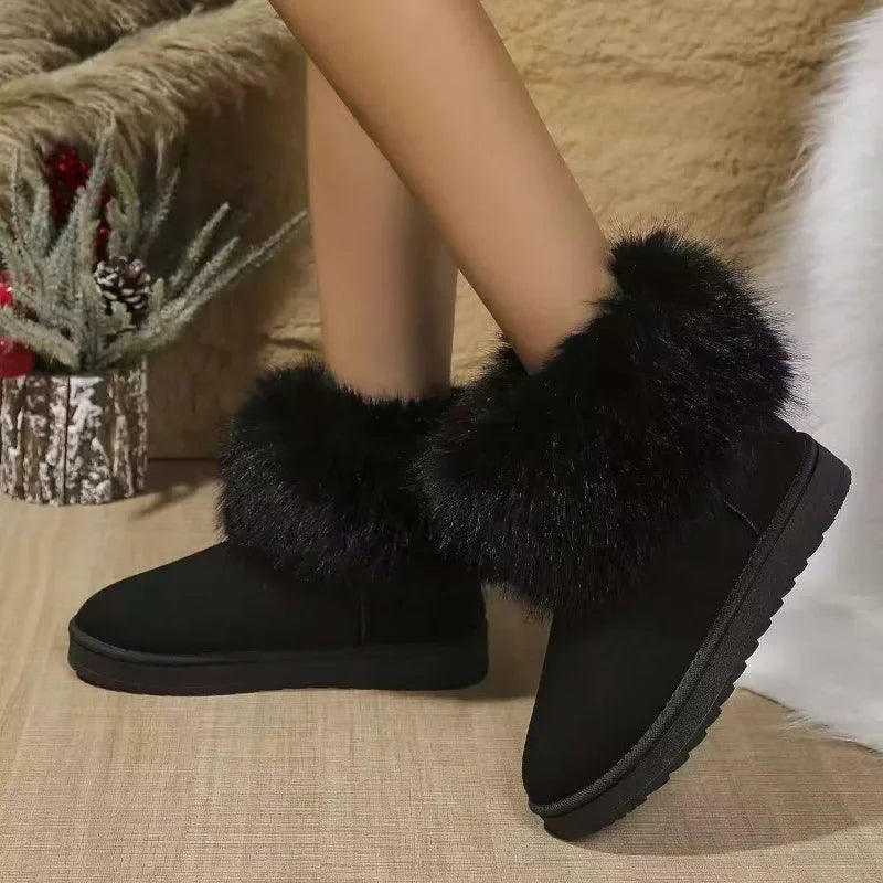 Fuzzy Round Toe Winter Boots