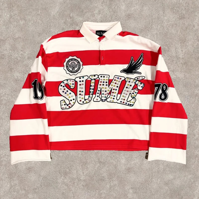 Long Sleeve Striped Polo Shirt