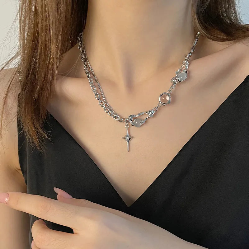 Shiny Star Chain Necklace Y2k