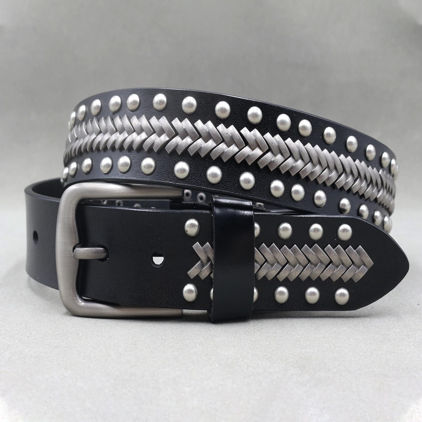 Metal Rivet Leather Belt