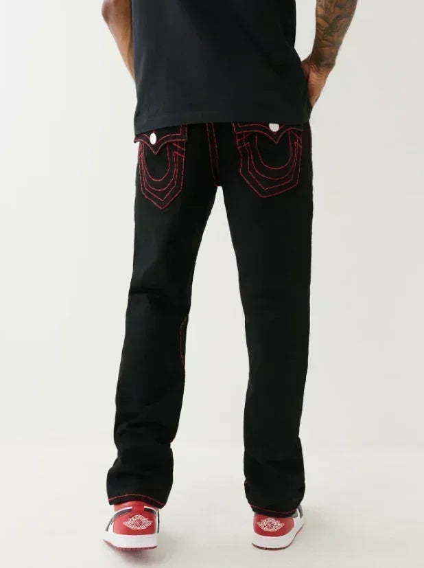 Straight Leg Embroidered Wide-Leg Pants