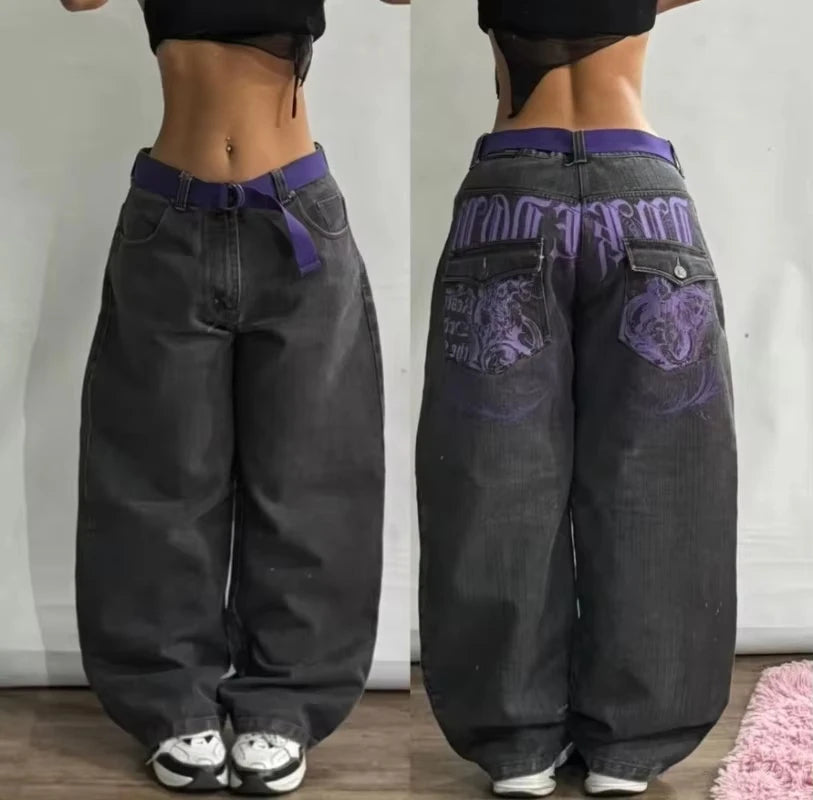 Baggy Wide Leg Designed Jeans