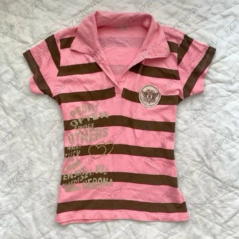 Striped Collar Polo T-shirt