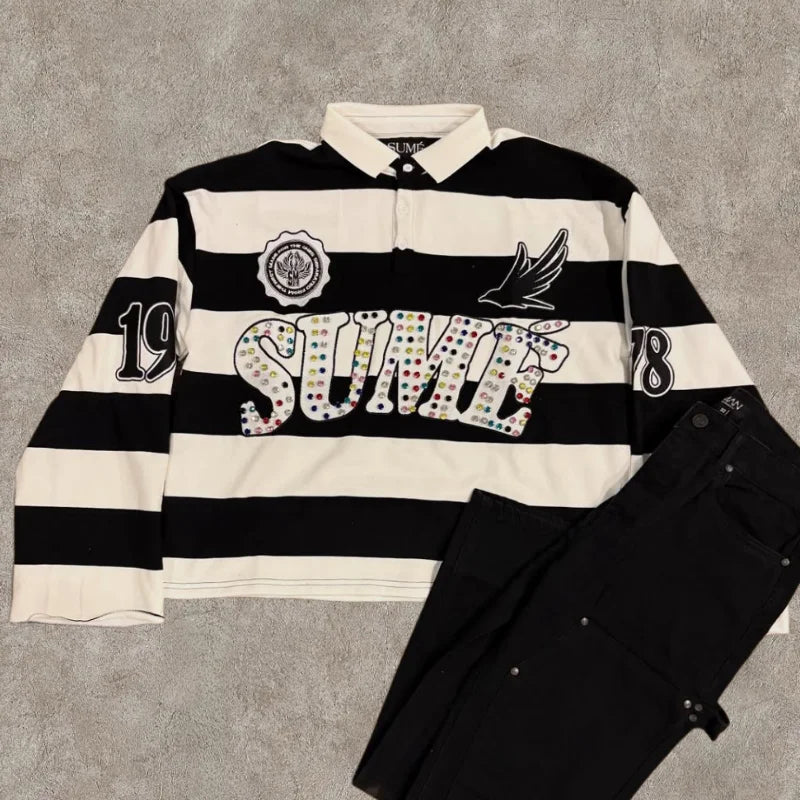 Long Sleeve Striped Polo Shirt