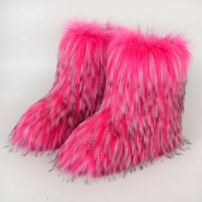 Furry Snow Fox Fur Boots
