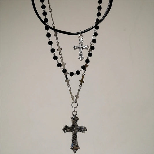 Gothic Y2K Metal Cross Pendant Necklace
