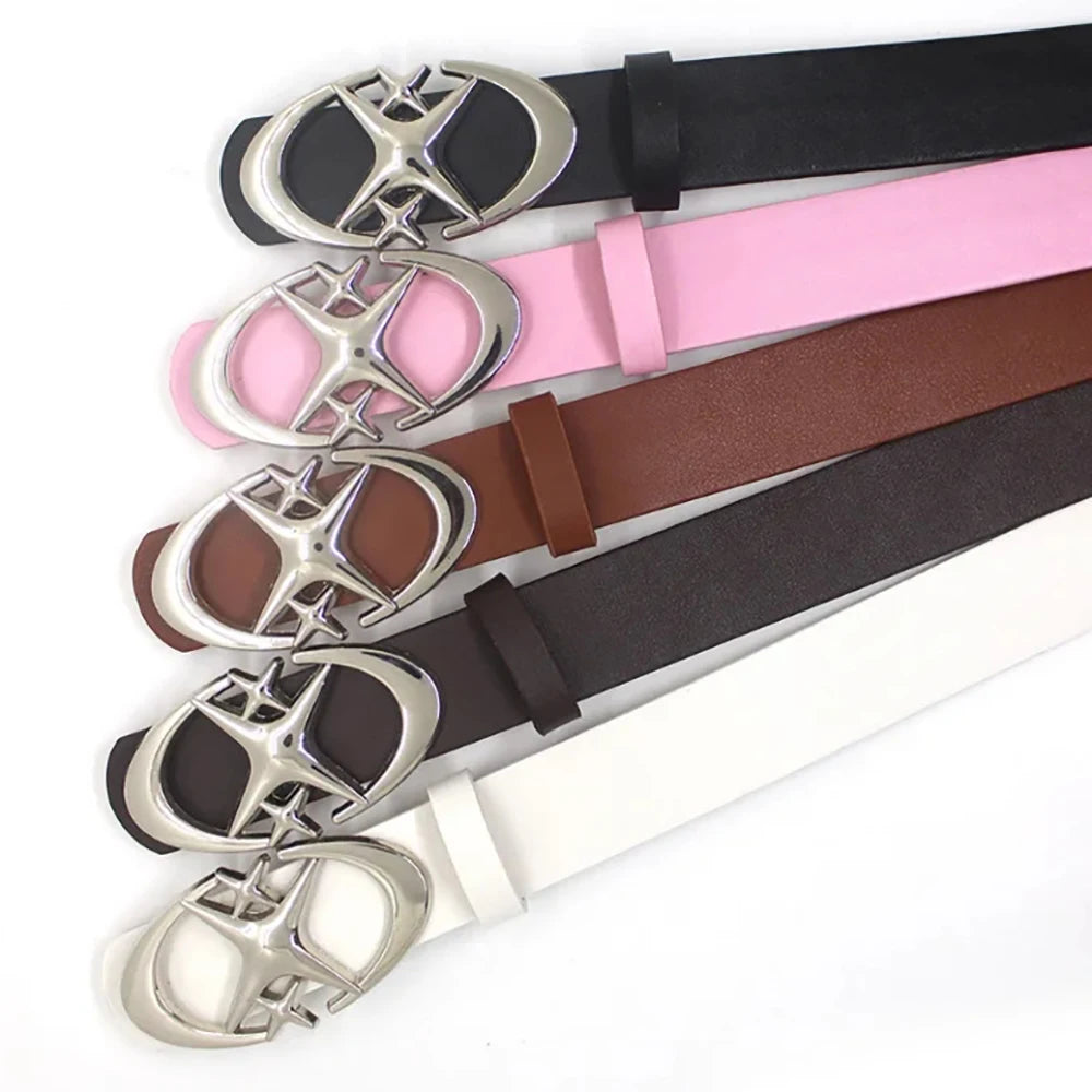 Unisex Belt Punk Star Buckle Design Cross Metal Vintage Gothic Y2K Belt
