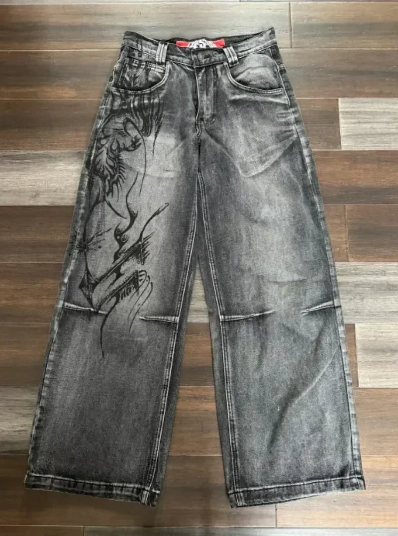 Embroidered Baggy Skater Jeans