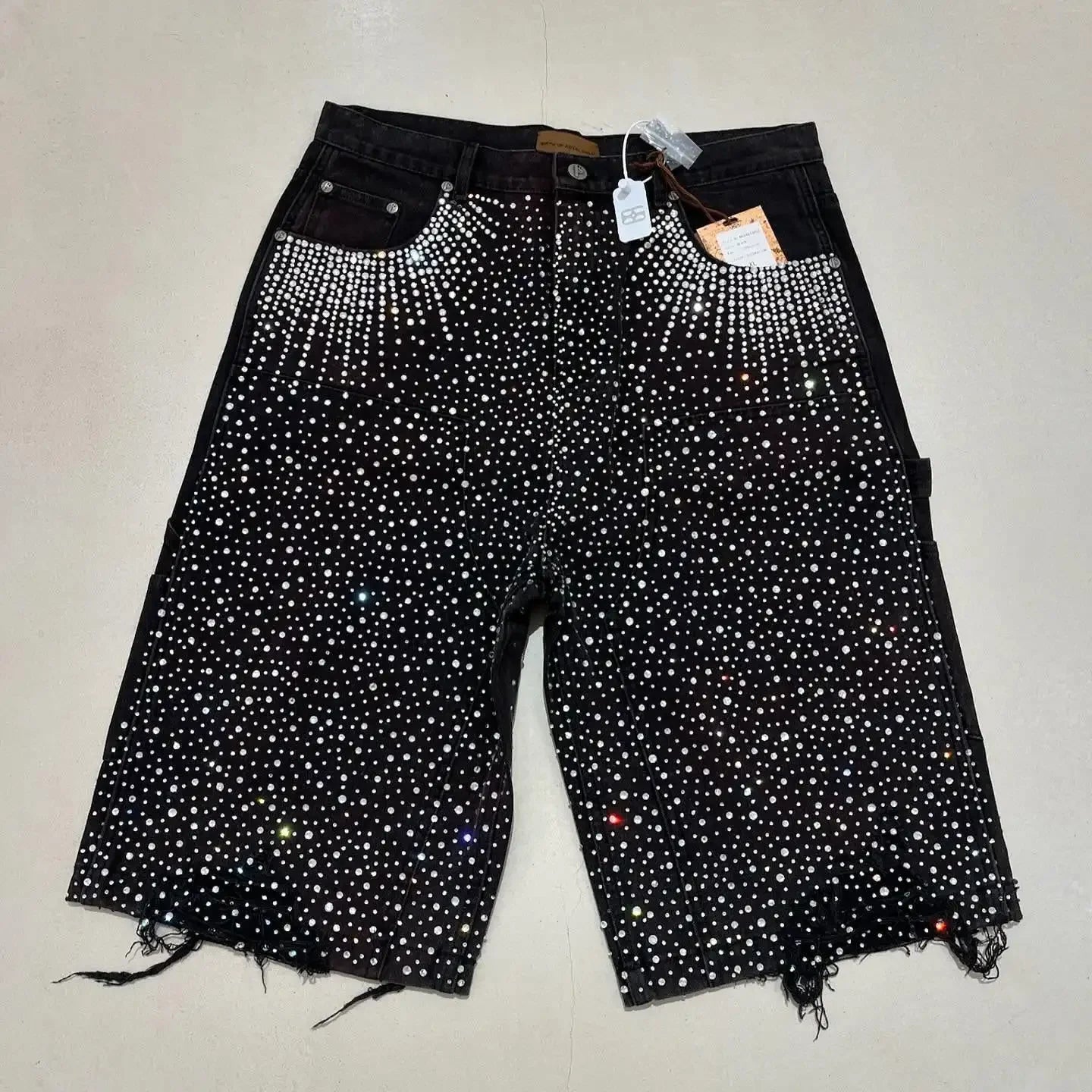 Rhinestone Studded Jean Shorts