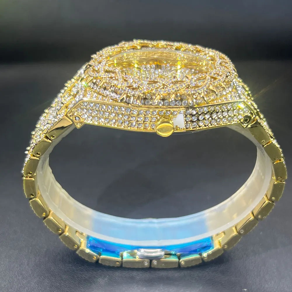 Gold and Silver Iced Out Jesus Thorns Watch