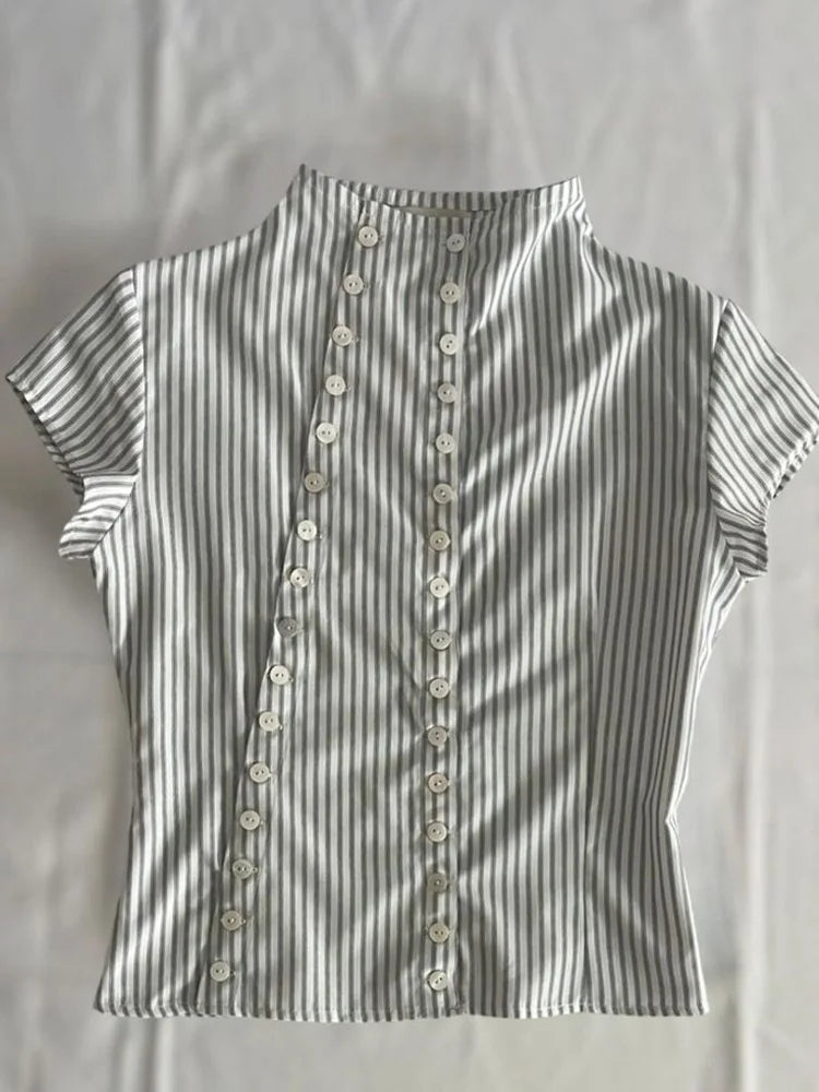 Striped Collar Polo T-shirt