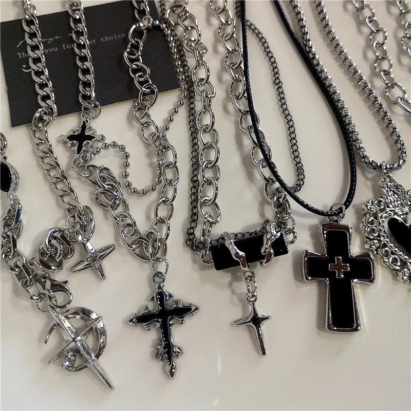 Black Cross Pendant Chain