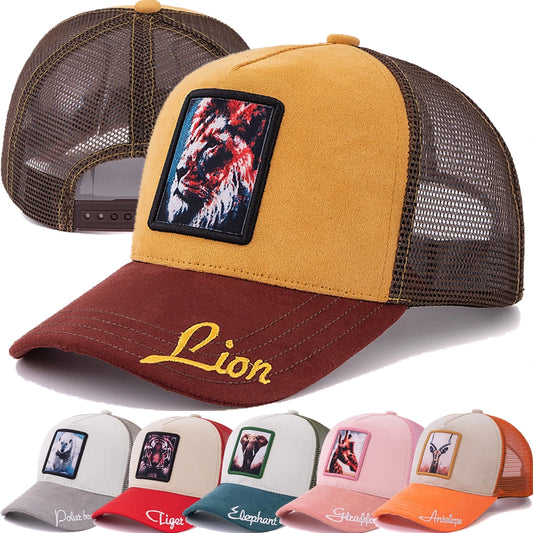 Unisex Mesh Cap Lion Patch Design Cap