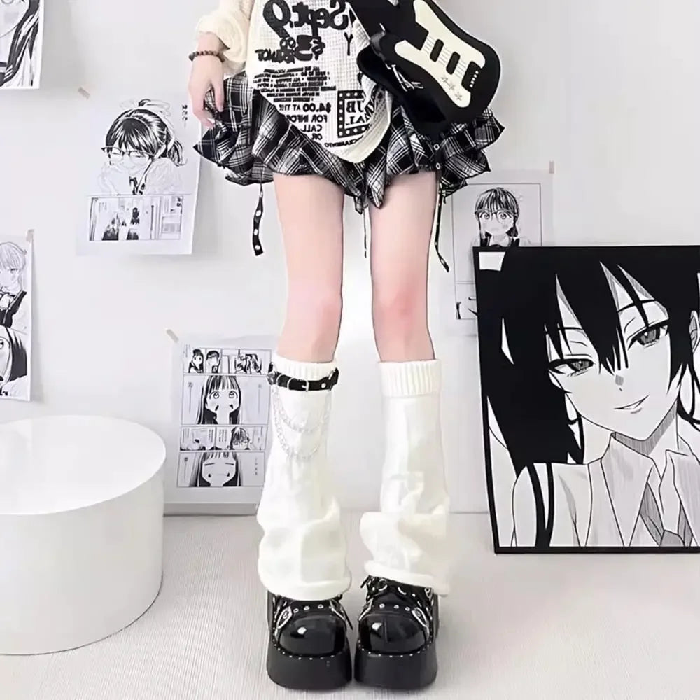 Black and White Knitted Leg Warmers