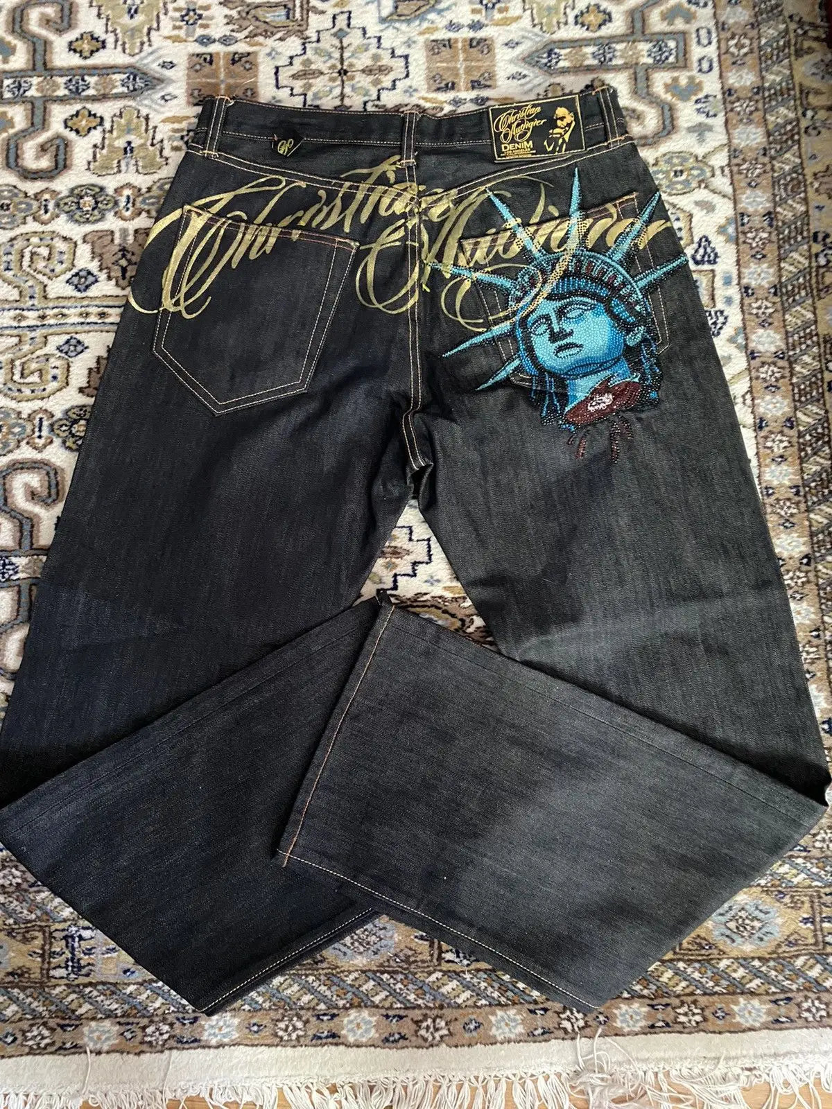 Embroidered design Wide Leg Baggy Jeans