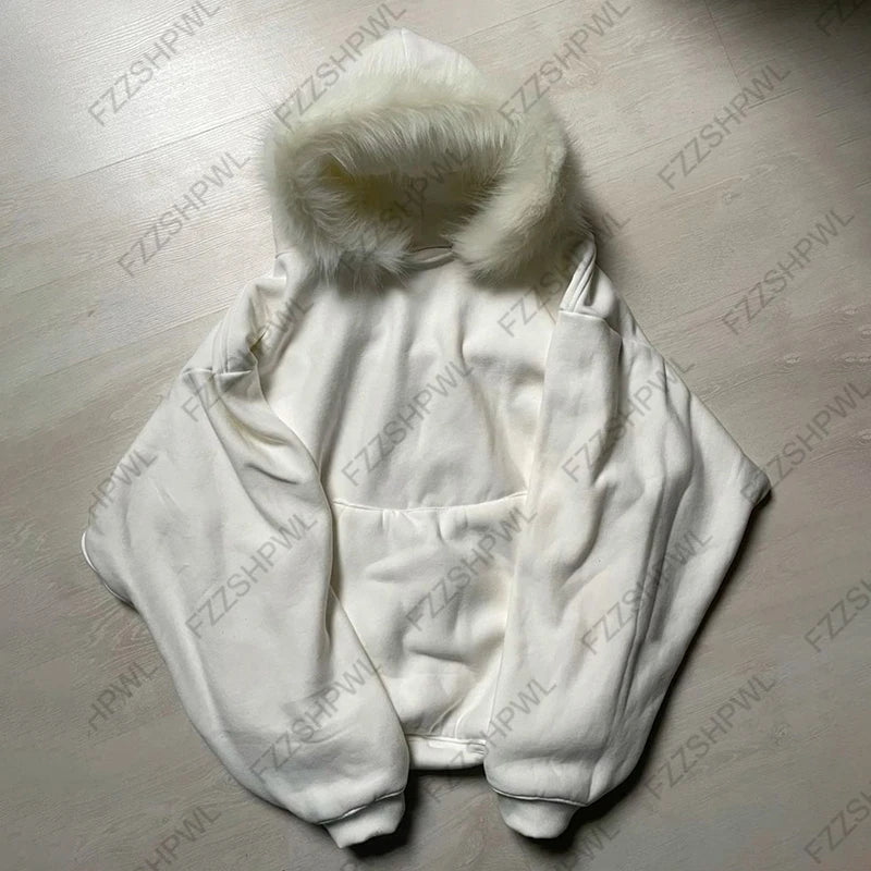Faux Fur Lined Hooded Slim Waist Sweaters