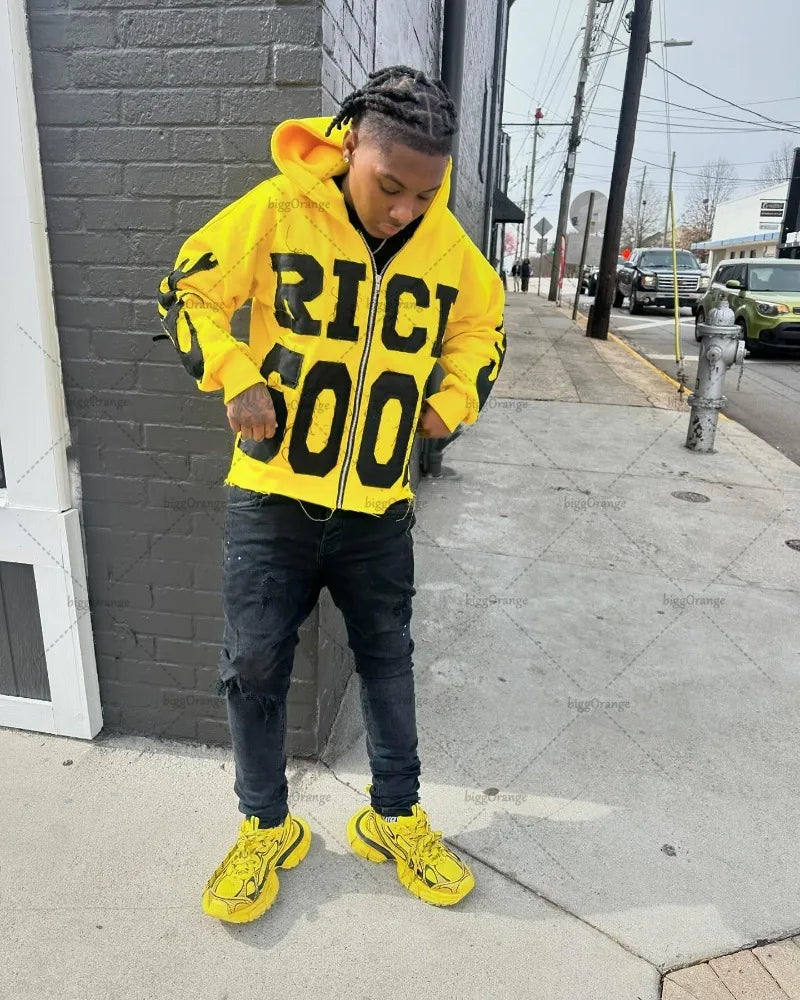 High Quality Ripped Embroidered Lettering Hoodie