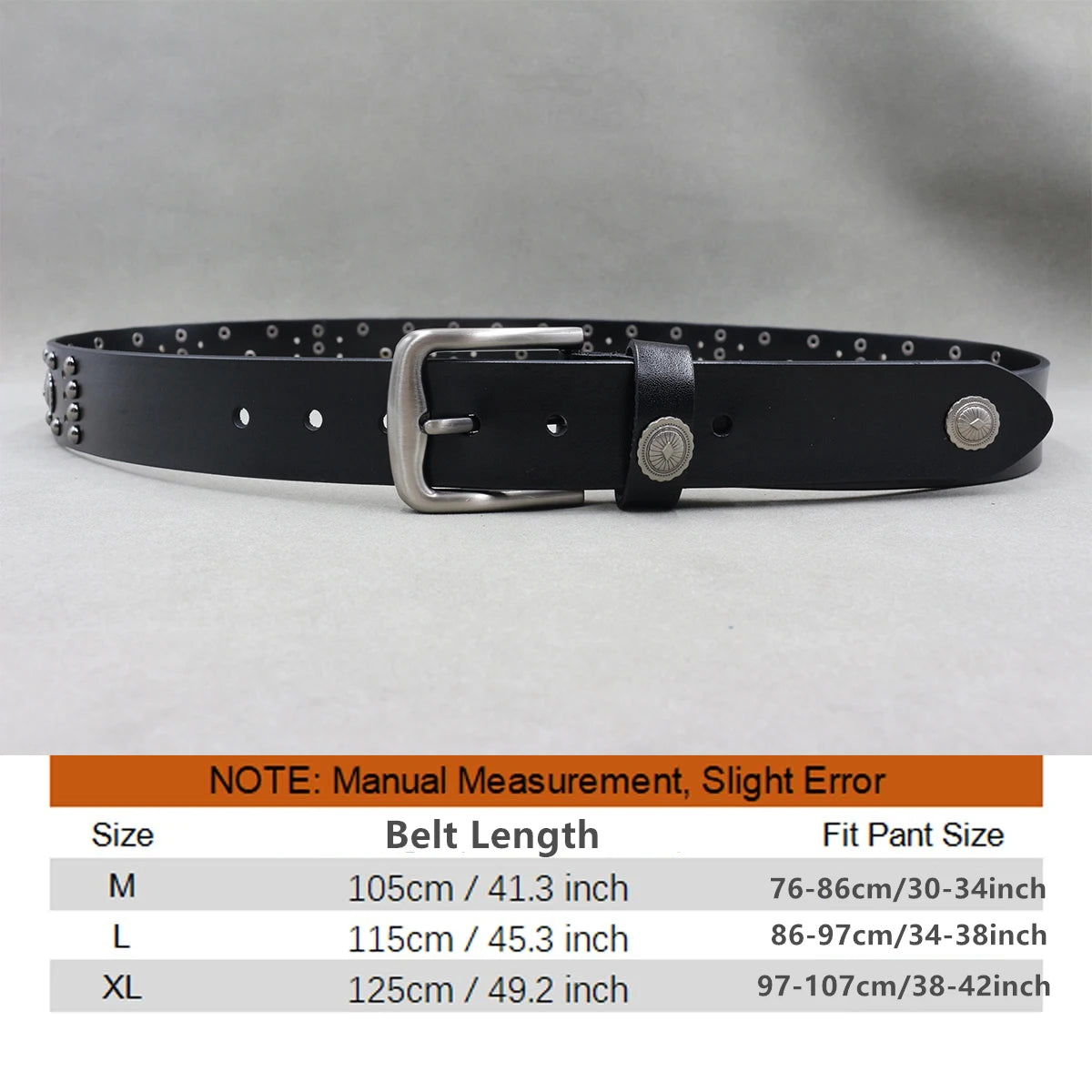 Metal Rivet Leather Belt
