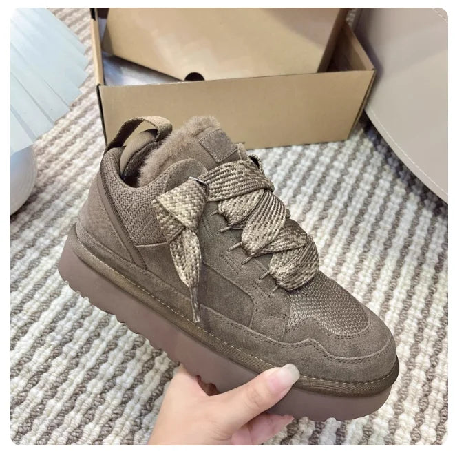 Fuzzy Lined Snow Sneakers Women