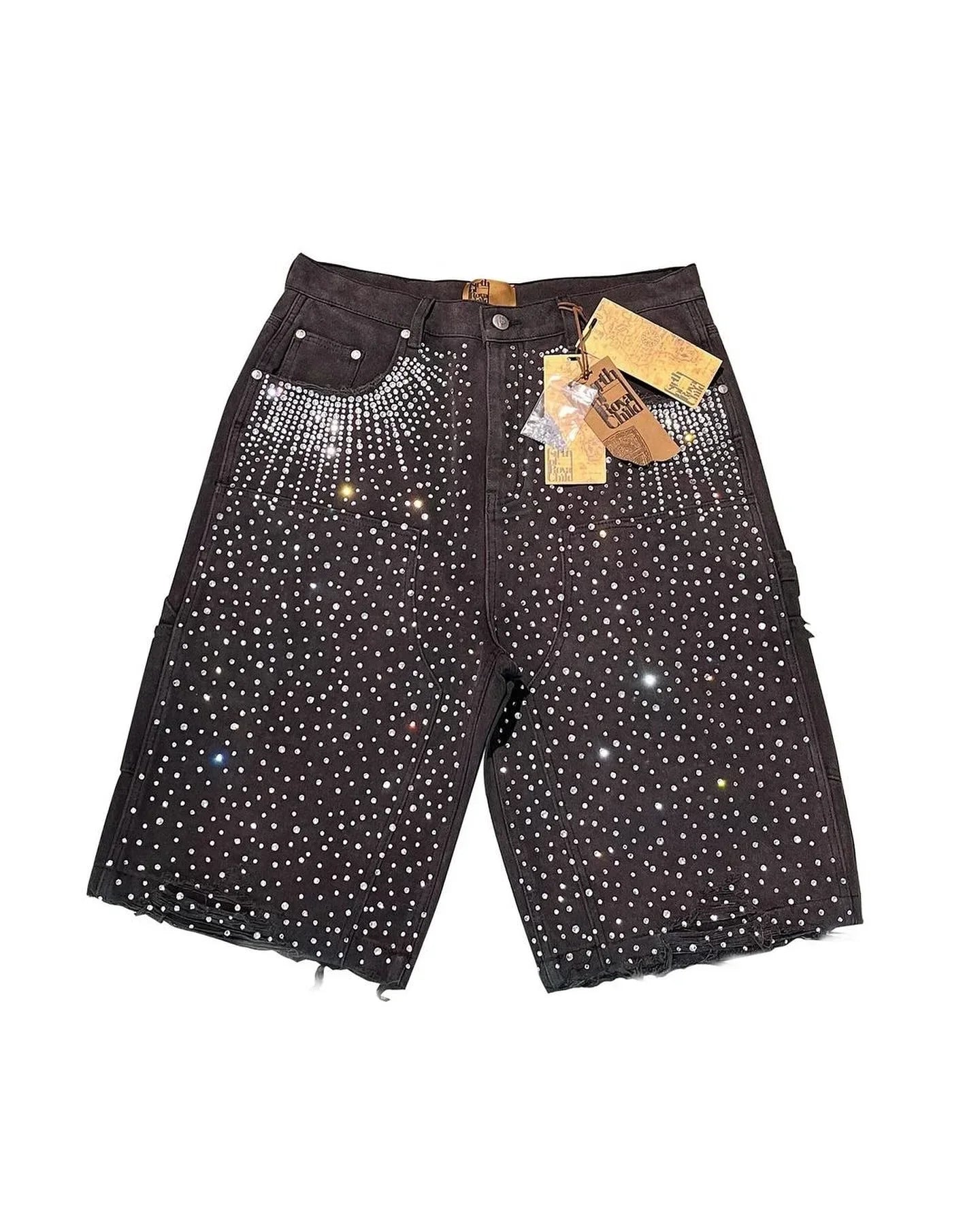 Rhinestone Studded Jean Shorts