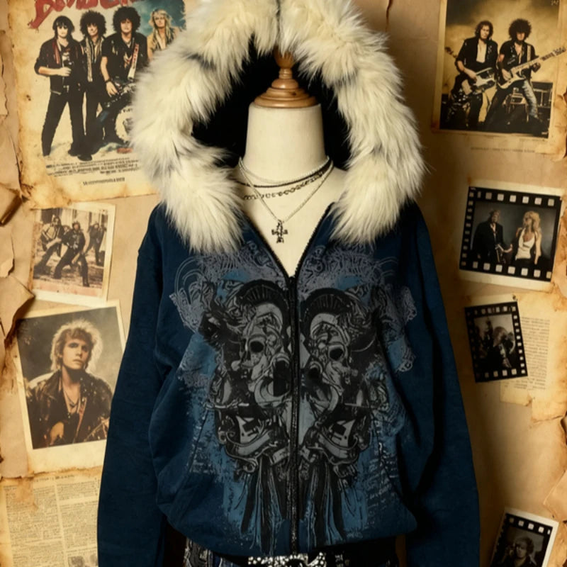Fur Hooded Zipper Hoodies