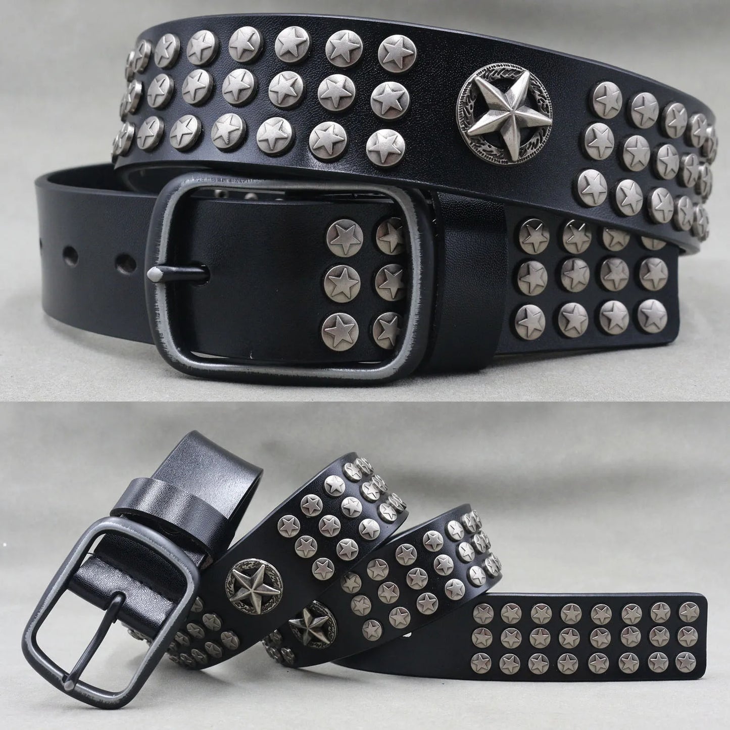 Metal Rivet Leather Belt