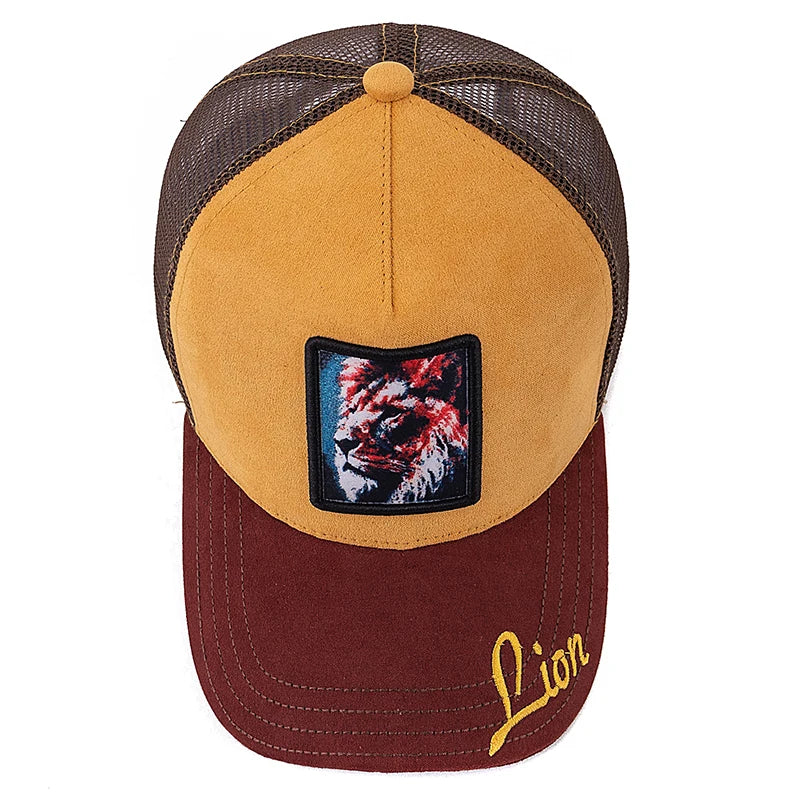 Unisex Mesh Cap Lion Patch Design Cap