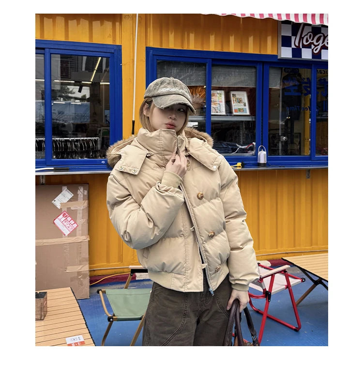 Faux Fur Puffer Bomber Coat
