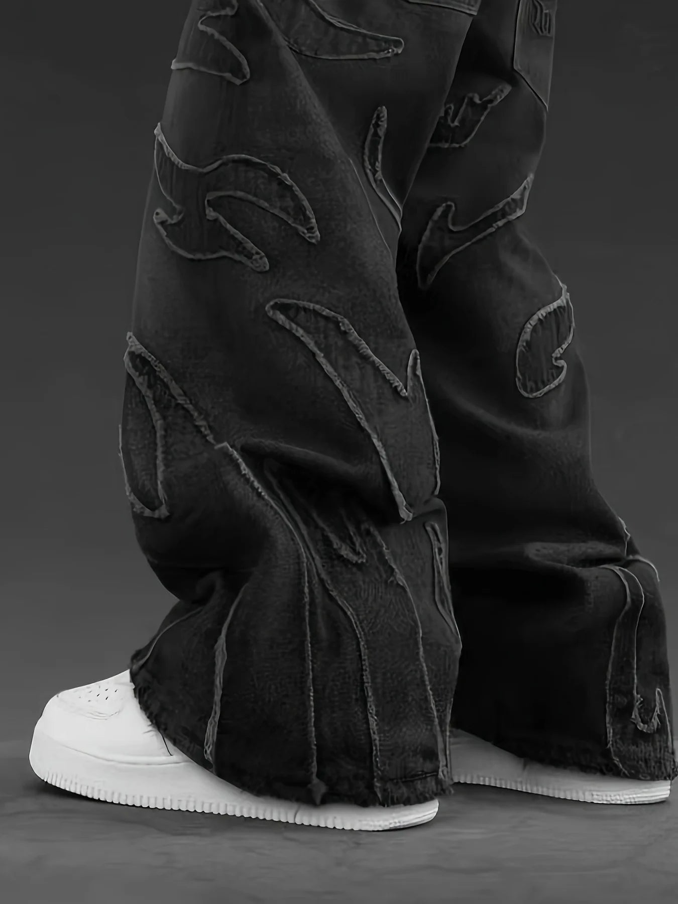 American Embroidered Wide-Leg Jeans